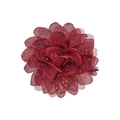 Pince à cheveux fleur en mousseline rouge foncé 2,4 pouces avec paillettes dorées - Rouge Foncé (12)