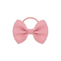 Close-up of pink grosgrain ribbon bow hair tie with detailed ribbed texture and elastic - Pink (16)