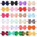 Set of 24 colorful grosgrain ribbon bow headbands with elastic nylon for babies - 25 Colors Mixed