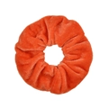 Vibrant orange velvet scrunchie hair tie with soft plush texture and voluminous design - Bright Orange (24)
