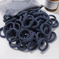 Bulk deep blue seamless nylon elastic hair ties for kids stored in frosted zipper bags - 20 Pieces Set / Dark Blue (43)