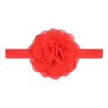 Elastisches Baby-Stirnband mit handgefertigter roter Chiffonblume für Kleinkinder - Rot