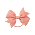 Classic coral pink grosgrain ribbon bow hair tie with elastic band for girls - Peach Pink (238)