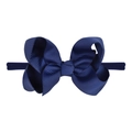 Fascia elastica blu navy con grande fiocco in gros-grain per accessori capelli bimbi - Blu Notte (1)