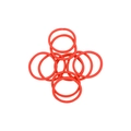 Close-up of red elastic hair ties showing seamless design and high elasticity - Red