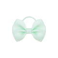 Detail of light green grosgrain ribbon bow hair tie with textured fabric and elastic band - Light Green (19)
