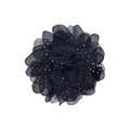 Barrette fleur en mousseline bleu marine de 2,4 pouces avec paillettes dorées - Bleu Foncé (14)