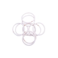 Detail showing 8 white high-elastic hair ties with seamless polyester braided texture - White