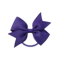 Deep purple grosgrain ribbon bow hair tie with elastic band for girls' hair styling - Deep Purple (470)