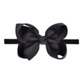 Fascia elastica per neonati con fiocco classico nero in grosgrain per bambini - Nero (4)