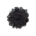 Barrette à cheveux fleur noire pour fille avec paillettes dorées et maille élégante - Noir (15)