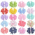 20-piece set of girls floral grosgrain ribbon bow hair ties in assorted colors and patterns - Mixed Set (20B)