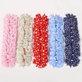 Grosgrain ribbon fishtail bow hair ties set for kids in five floral print patterns - Random Multi-pack (50B)