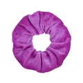 Plush purple velvet hair scrunchie with soft ruffled fabric and glossy finish - Purple (28)