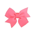 Pink grosgrain ribbon bow hair clip for girls with classic ribbed texture and center wrap - Neon Pink (27)
