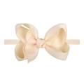 Fascia elastica per neonati con un fiocco a doppio strato beige chiaro in gros-grain - Beige (8)
