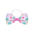 Élastique à cheveux pour enfants en ruban blanc avec motifs de marguerites colorées - Style Floral Mélangé Blanc (17) / Ensemble de 20 Pièces