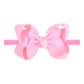 Baby girl pink grosgrain ribbon bow headband with soft stretch elastic nylon hair band - Pink (11)