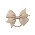 Elegant champagne grosgrain double bow hair tie with elastic band for girls - Champagne (835)
