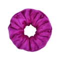 Plush fuchsia velvet scrunchie with soft ruffled texture and voluminous elastic design - Rose Red (30)