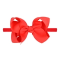 Elastic baby headband with a vibrant red grosgrain ribbon bow for toddlers - Red (12)