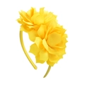 Serre-tête fleurs jaunes pour filles avec deux roses en tissu sur un bandeau fin et souple - Jaune Vif (10)