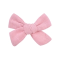 Barrette à cheveux pour fille avec nœud en coton et lin rose clair fait à la main - Rose Pâle(09)
