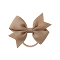 Classic beige grosgrain ribbon bow hair tie with elastic band for girls - Khaki (812)