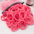 Set of bright pink plush hair ties in a frosted zipper pouch for kids accessory storage - 20 Pieces Set / Bright Pink (27)