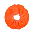Soft bright orange velvet scrunchie featuring a plush pleated design with elastic band - Bright Orange (31)