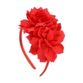 Serre-tête de fête pour filles avec deux roses rouges en tissu et cadre rouge - Rouge (11)