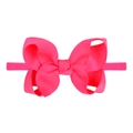 Fascia per capelli neonata con fiocco rosa acceso in grosgrain e nylon elastico - Rosso Rosa (14)