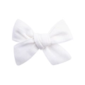 Handmade white cotton linen bow hair clip for baby girls with textured fabric finish - White (1)