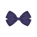 3.6 inch dark purple cotton linen hair bow clip with woven texture for girls - Navy Blue (1)