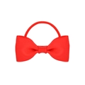 Detail of red grosgrain ribbon bow hair tie with textured weave and elastic band - Red (12)