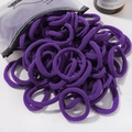 Purple high elasticity nylon hair ties for kids in frosted matte zipper storage bag - 20 Pieces Set / Purple (26)