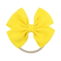 Detalle de lazo amarillo de tela gofrada y diadema de nailon elástico para bebé niña - Yellow (32)