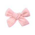 Handmade light pink linen cotton bow hair clip for girls with soft woven texture - Light Pink (8)