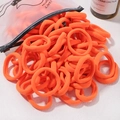 Bulk pack of high-elastic bright orange seamless nylon hair ties in frosted zipper pouch - 20 Pieces Set / Bright Orange (31)