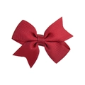 Classic red grosgrain ribbon bow hair clip with double-layered swallowtail design - Dark Red (33)