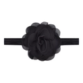 Detailaufnahme der handgefertigten schwarzen Chiffon-3D-Blume auf dem Baby-Stirnband - Schwarz