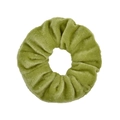 Soft avocado green velvet scrunchie with elastic band and premium pleated texture - Avocado Green (34)