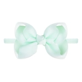 Detail of mint green baby headband with ribbed grosgrain double bow and elastic nylon band - Mint Green (19)