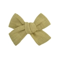 Barrette à nœud fait main en coton et lin vert olive pour bébés filles - Vert Olive(40)