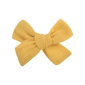 Pince à cheveux nœud papillon en lin jaune gingembre fait main avec texture en coton - Jaune Gingembre (49)