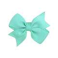 Detailed macro view of mint green grosgrain ribbon bow hair clip with ribbed texture - Lake Blue (35)