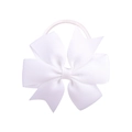 Detail of white grosgrain ribbon hair bow with high-elasticity rubber band for girls - White (18)