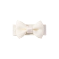 Mini cream white grosgrain ribbon bow hair clip for toddlers and small pets - Cream White (21)
