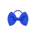 Morandi style royal blue grosgrain ribbon bow hair tie with elastic rubber band - Royal Blue