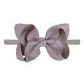 Elastic nylon headband with multilayered grey grosgrain ribbon bow for baby girls - Grey (22)